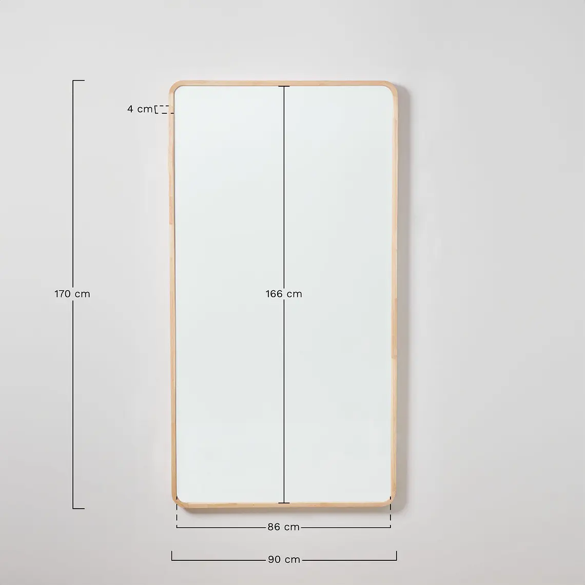 Espejo de pared rectangular 90x170 cm en madera de roble Ardea 9