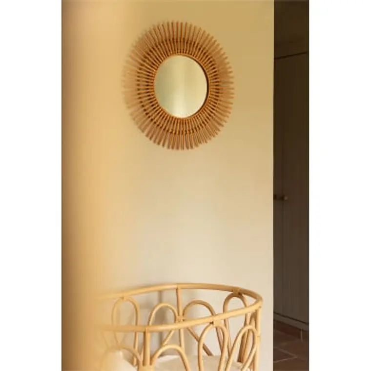 Espejo de pared redondo Ø60 cm en ratán Caela 6