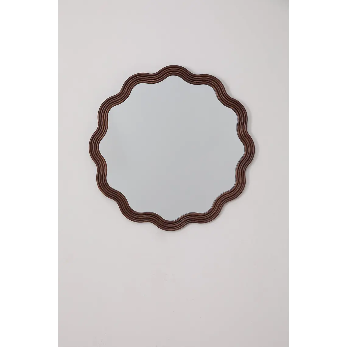 Espejo de pared redondo Ø80 cm en madera de roble Xira 3