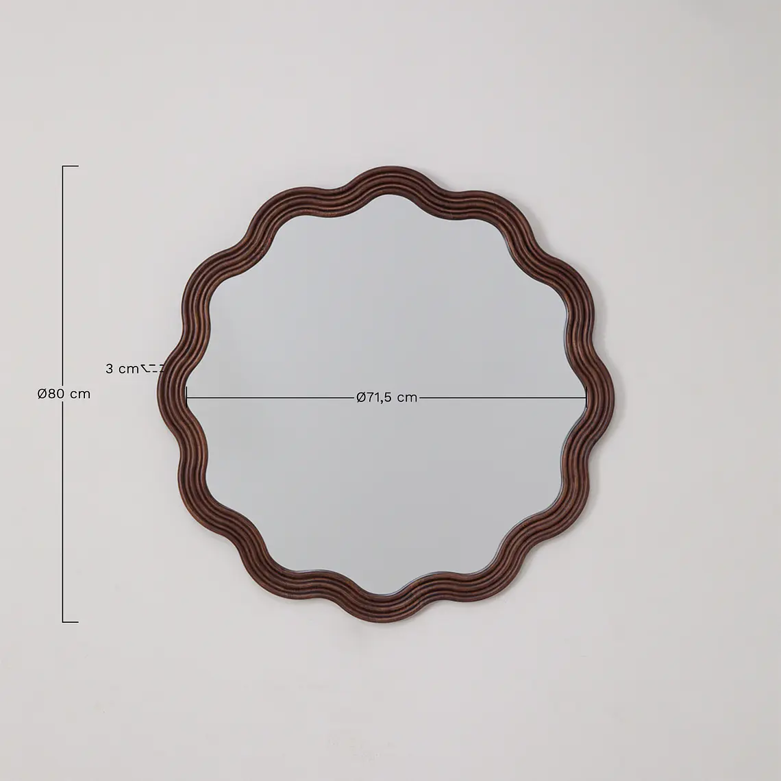 Espejo de pared redondo Ø80 cm en madera de roble Xira 8