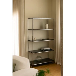 Estantería 180 cm en acacia y acero inoxidable Varen