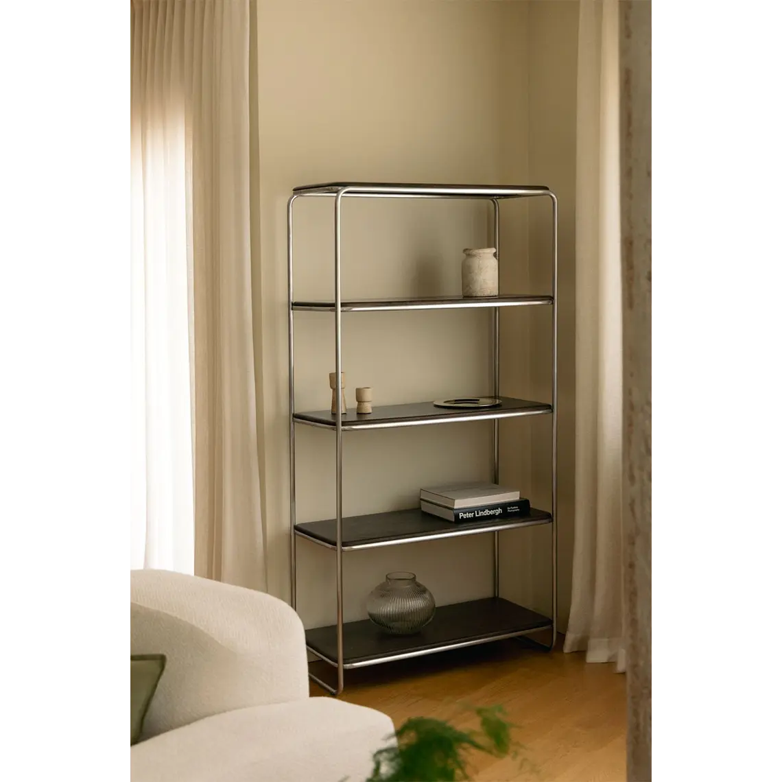 Estantería 180 cm en acacia y acero inoxidable Varen 2