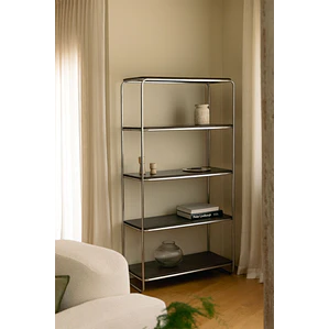 Estantería 180 cm en acacia y acero inoxidable Varen