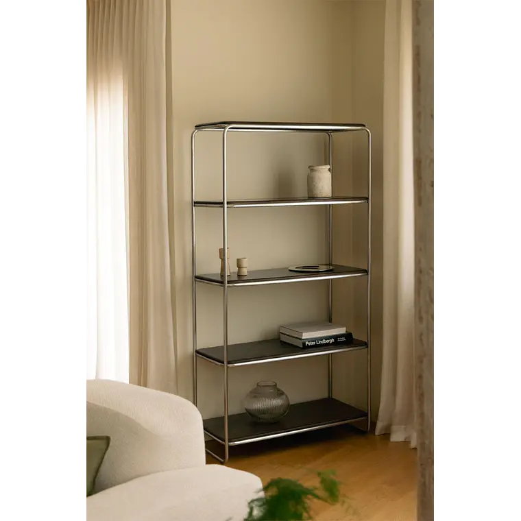 Estantería 180 cm en acacia y acero inoxidable Varen 3