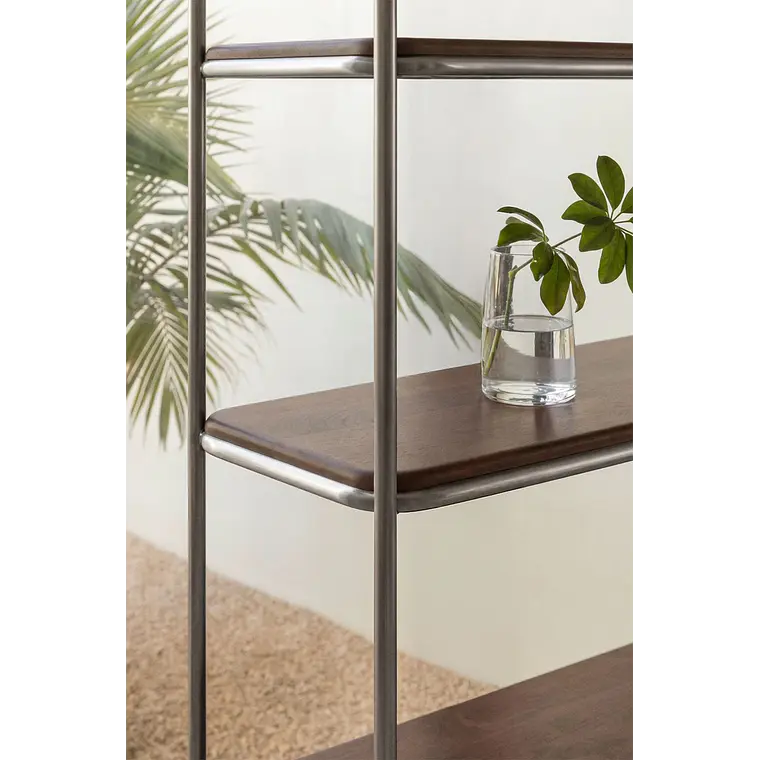 Estantería 180 cm en acacia y acero inoxidable Varen 5