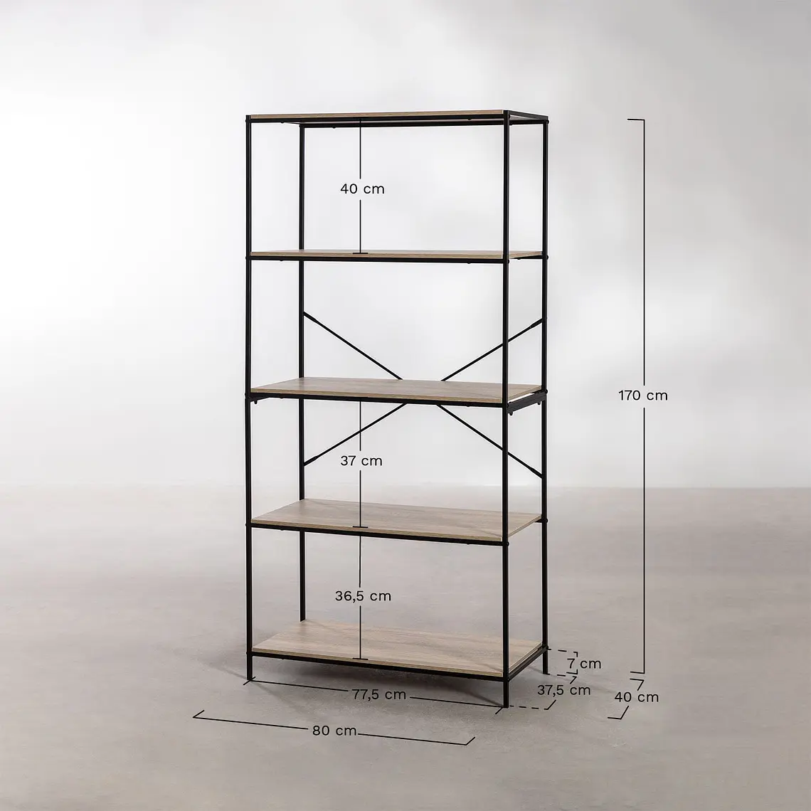 Estantería 80x170 cm en hierro y madera 8