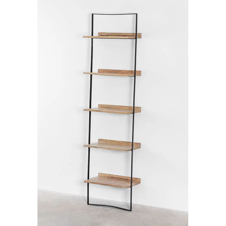 Estantería de pared 50x200 cm en madera de mango y metal 3