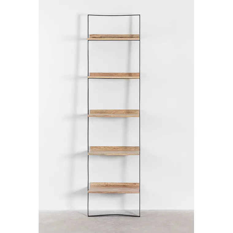 Estantería de pared 50x200 cm en madera de mango y metal 4