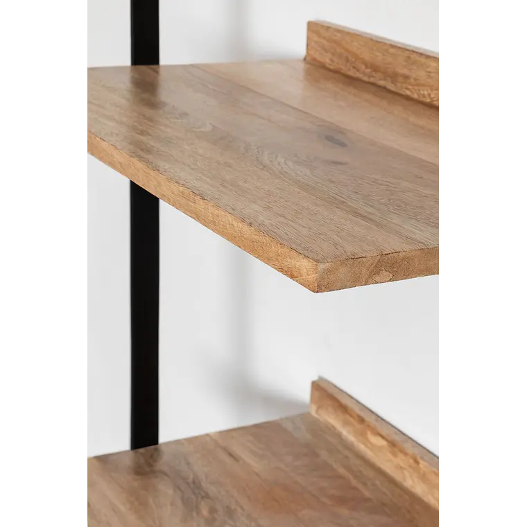 Estantería de pared 50x200 cm en madera de mango y metal 5