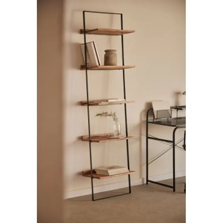 Estantería de pared 50x200 cm en madera de mango y metal 9