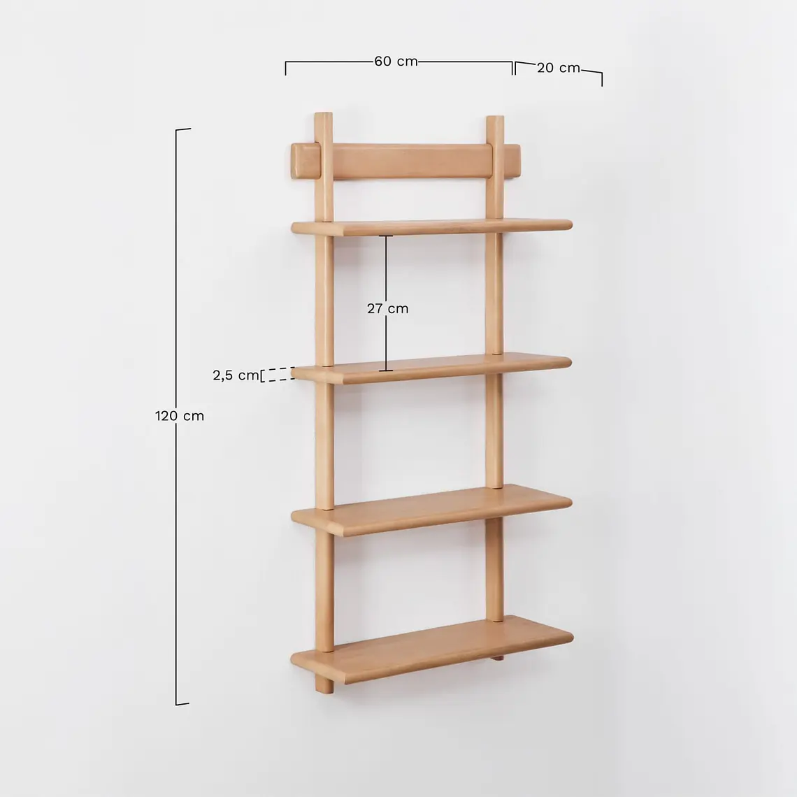 Estantería mural 120 cm en madera de mango Nira 12