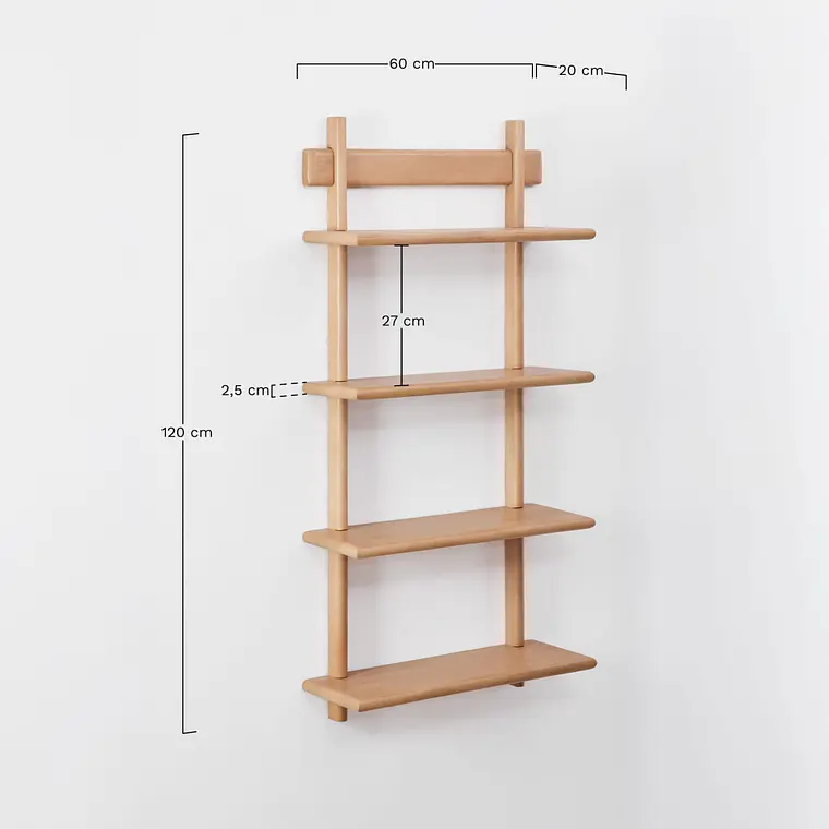 Estantería mural 120 cm en madera de mango Nira 12