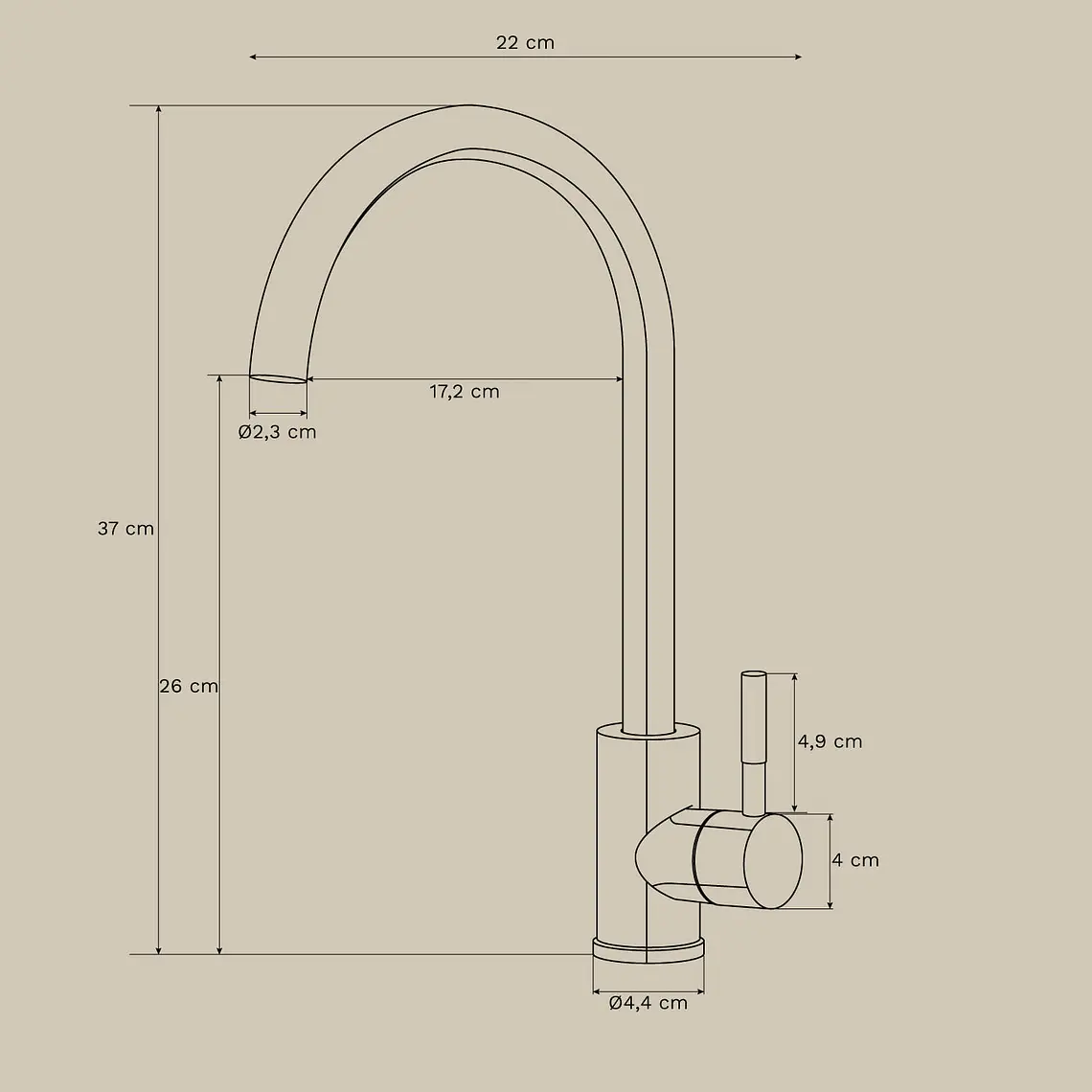Grifo de cocina de exterior con caño alto en acero inoxidable Vinora 9