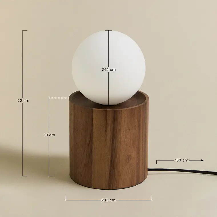 Lámpara de mesa con base cilíndrica en madera de acacia 8