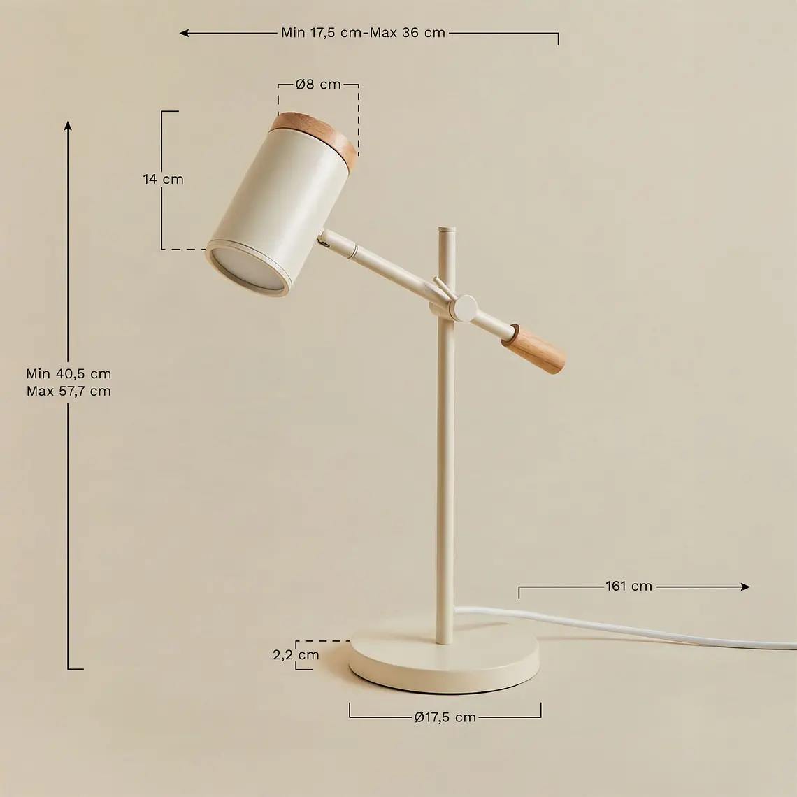 Lámpara de mesa orientable en hierro 10