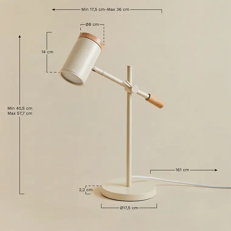 Lámpara de mesa orientable en hierro 10