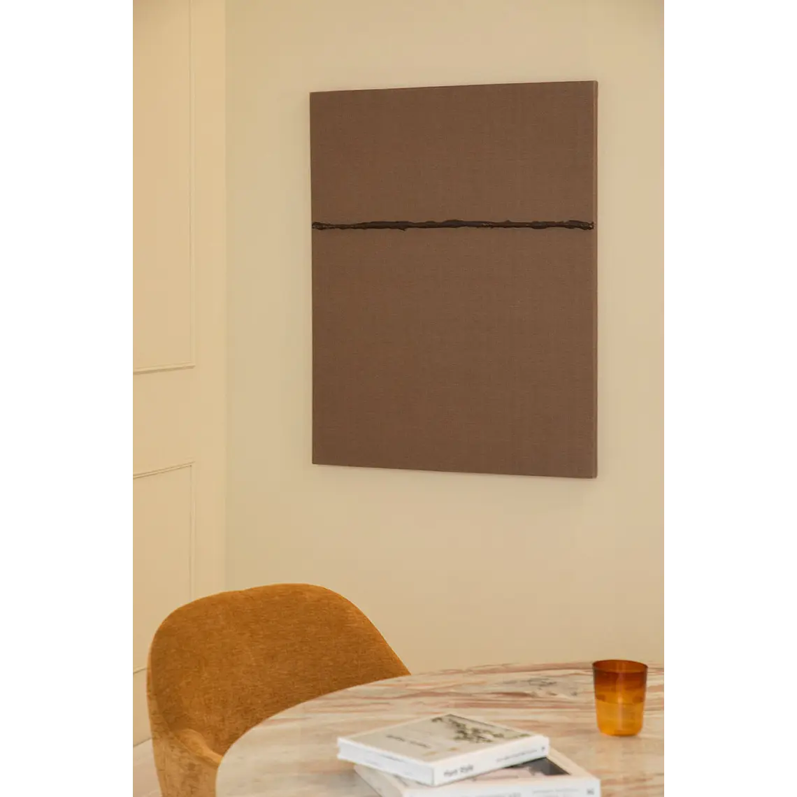 Lienzo decorativo 80x100 cm pintado a mano sobre lino con relieve de escayola Pavia 1
