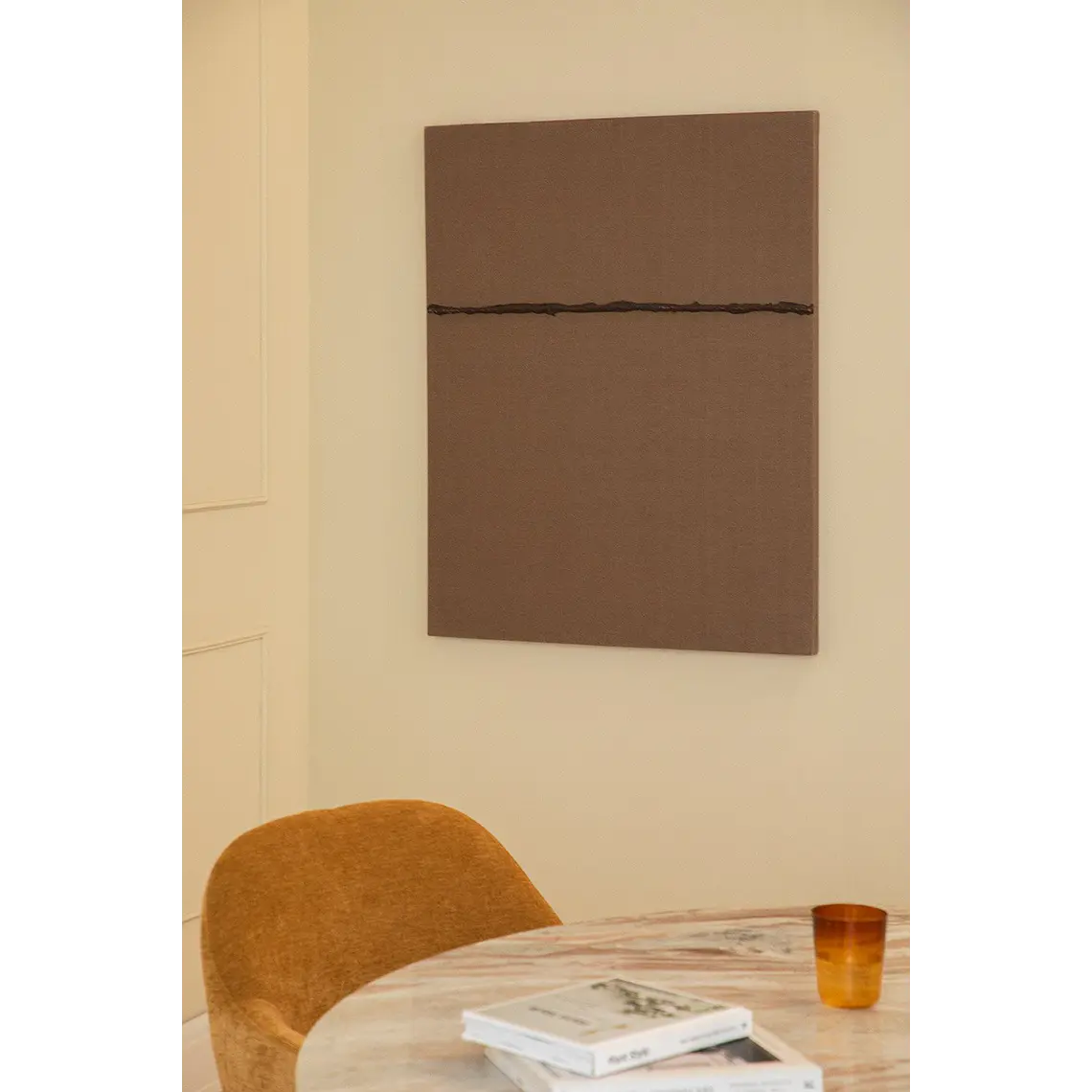 Lienzo decorativo 80x100 cm pintado a mano sobre lino con relieve de escayola Pavia 2