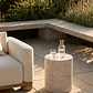 Mesa auxiliar para jardín redonda Ø40 cm en cemento look travertino Morina - Miniatura 1