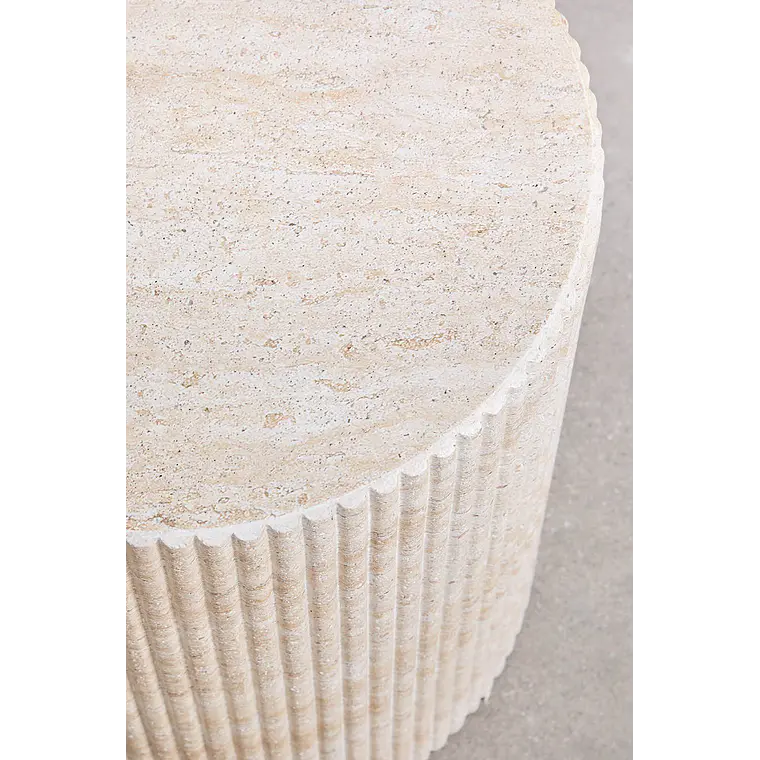 Mesa auxiliar para jardín redonda Ø40 cm en cemento look travertino Morina 6