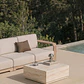 Mesa de centro para jardín cuadrada 80x80 cm en cemento look travertino Sarina - Miniatura 1