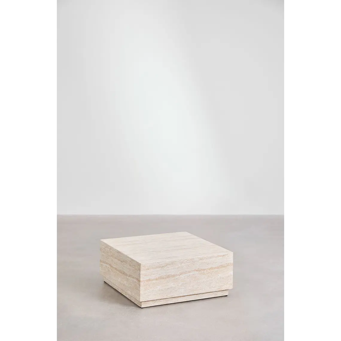 Mesa de centro para jardín cuadrada 80x80 cm en cemento look travertino Sarina 3