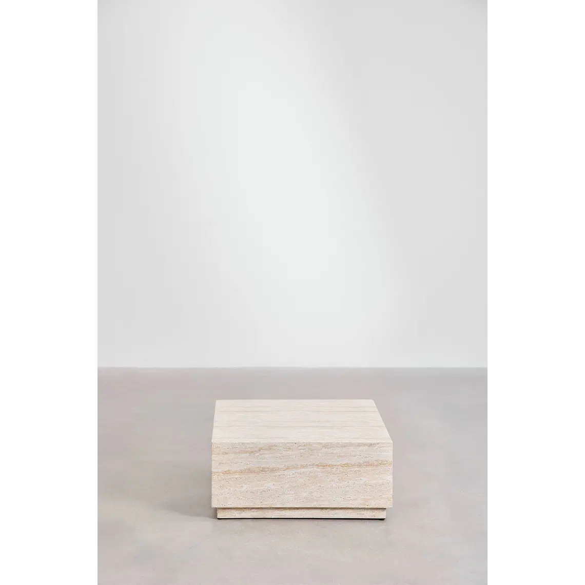 Mesa de centro para jardín cuadrada 80x80 cm en cemento look travertino Sarina 4