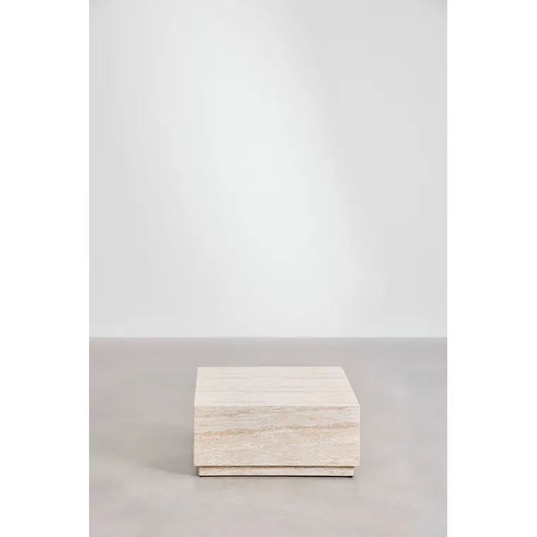 Mesa de centro para jardín cuadrada 80x80 cm en cemento look travertino Sarina 4