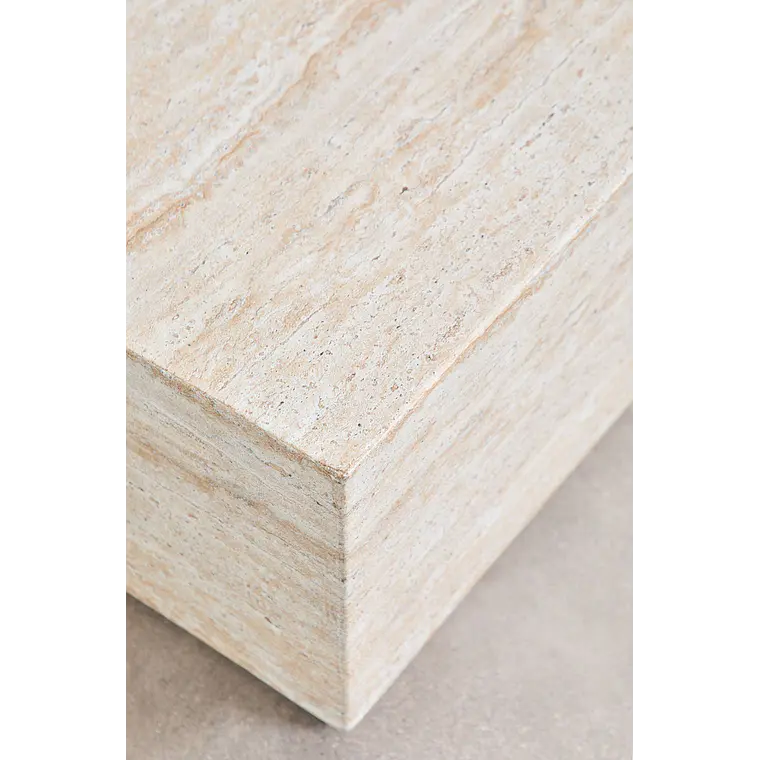 Mesa de centro para jardín cuadrada 80x80 cm en cemento look travertino Sarina 5