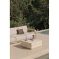 Mesa de centro para jardín cuadrada 80x80 cm en cemento look travertino Sarina - Miniatura 9