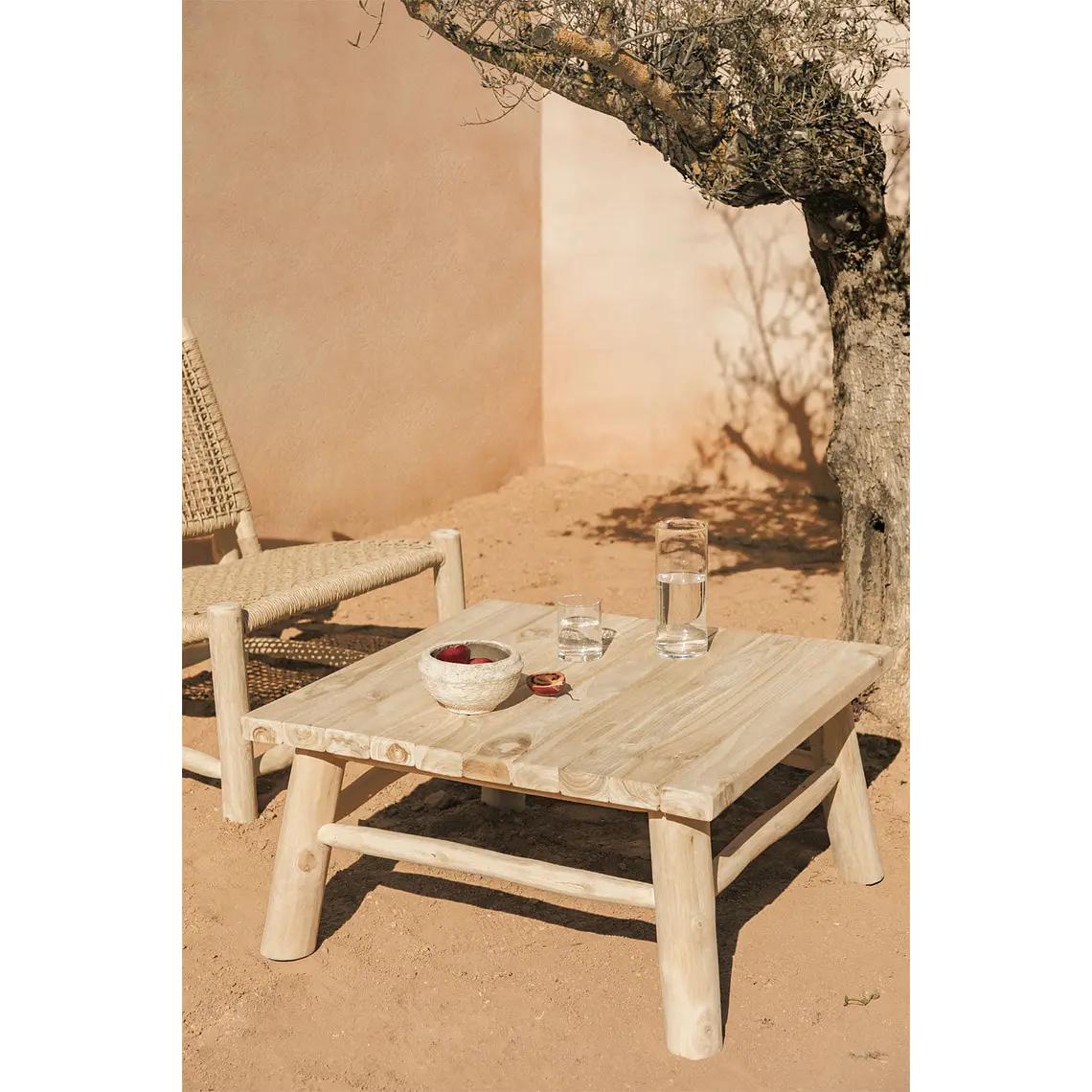 Mesa de centro para jardín cuadrada 80x80 cm en madera de teca Fioria 1