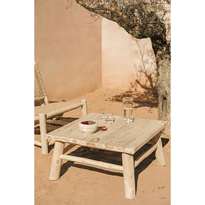 Mesa de centro para jardín cuadrada 80x80 cm en madera de teca Fioria