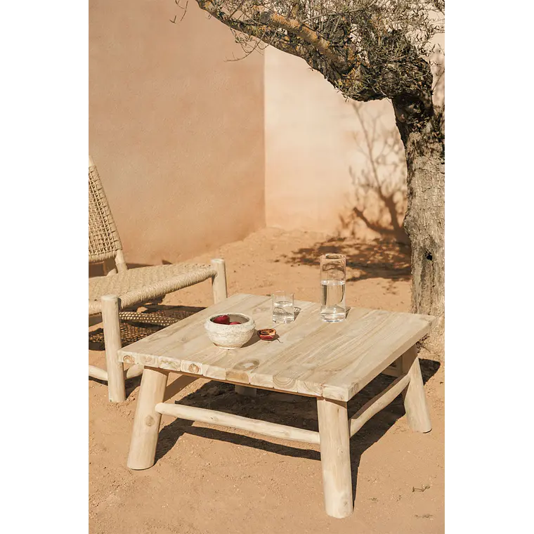 Mesa de centro para jardín cuadrada 80x80 cm en madera de teca Fioria 1