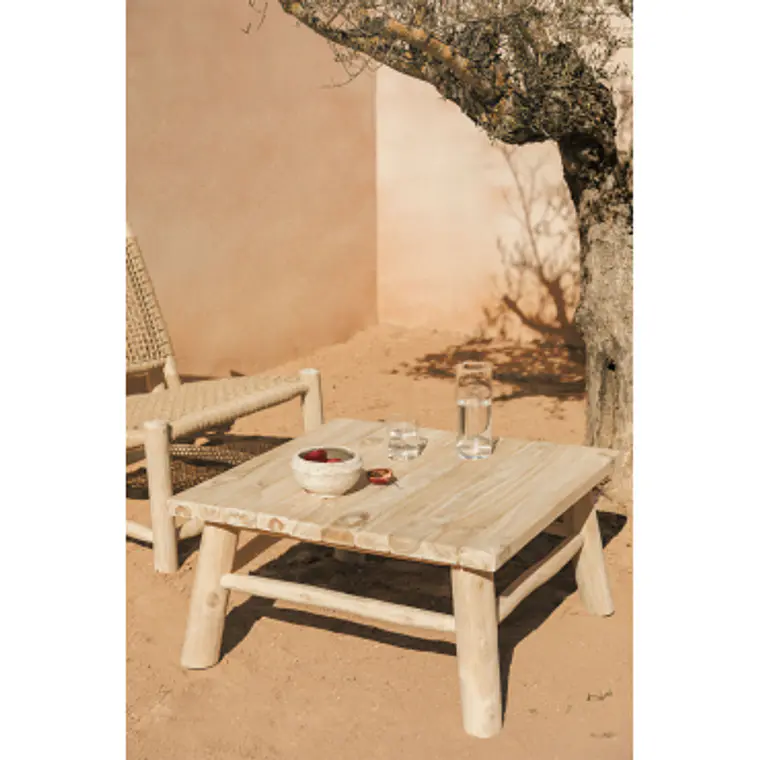 Mesa de centro para jardín cuadrada 80x80 cm en madera de teca Fioria 8