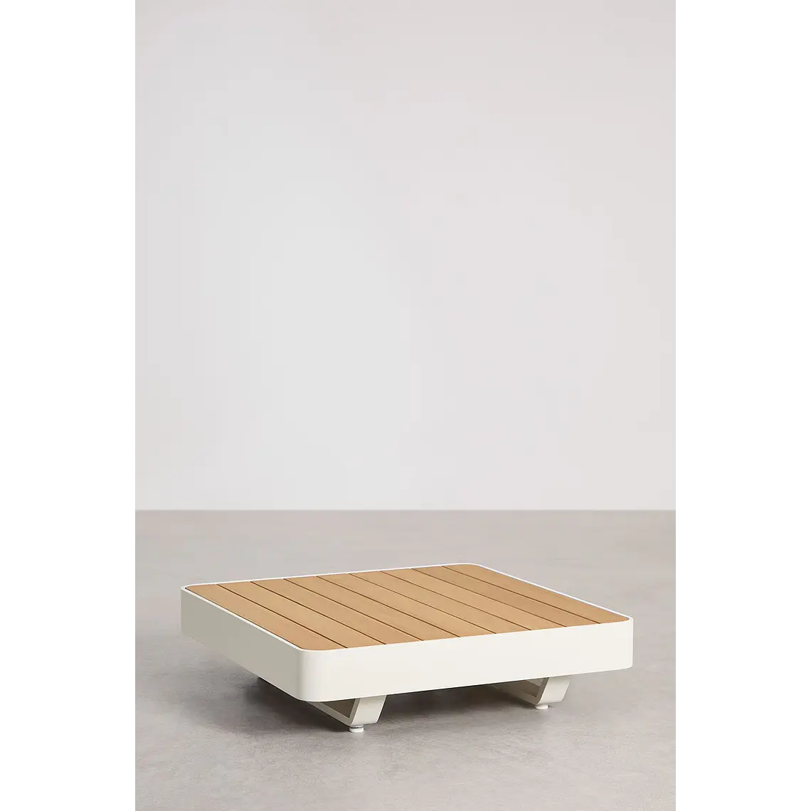 Mesa de centro para jardín cuadrada 90x90 cm en aluminio y madera de teca Gavena 4