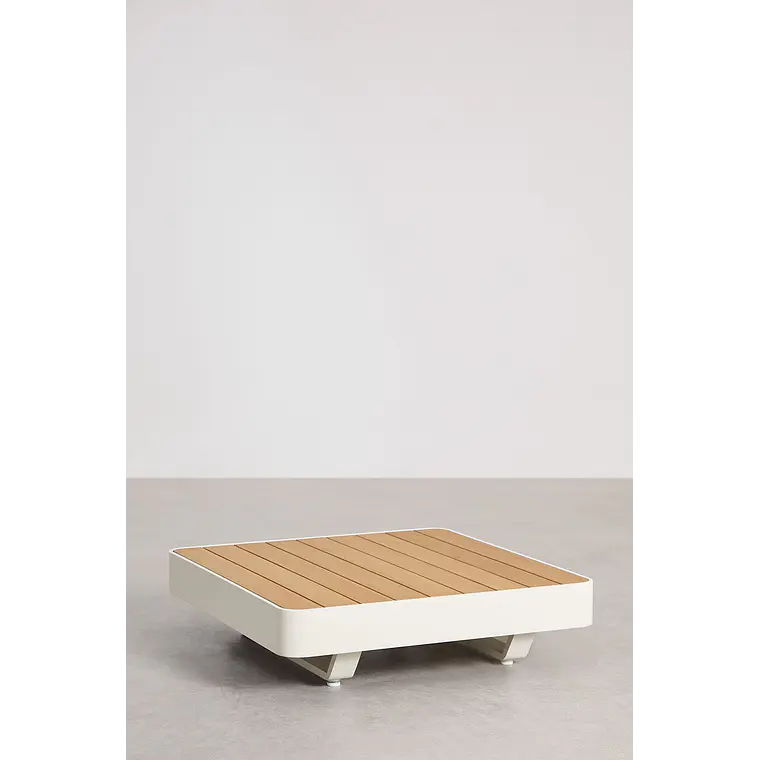 Mesa de centro para jardín cuadrada 90x90 cm en aluminio y madera de teca Gavena 4