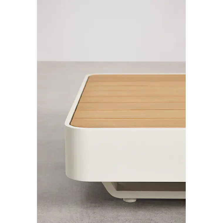 Mesa de centro para jardín cuadrada 90x90 cm en aluminio y madera de teca Gavena 6