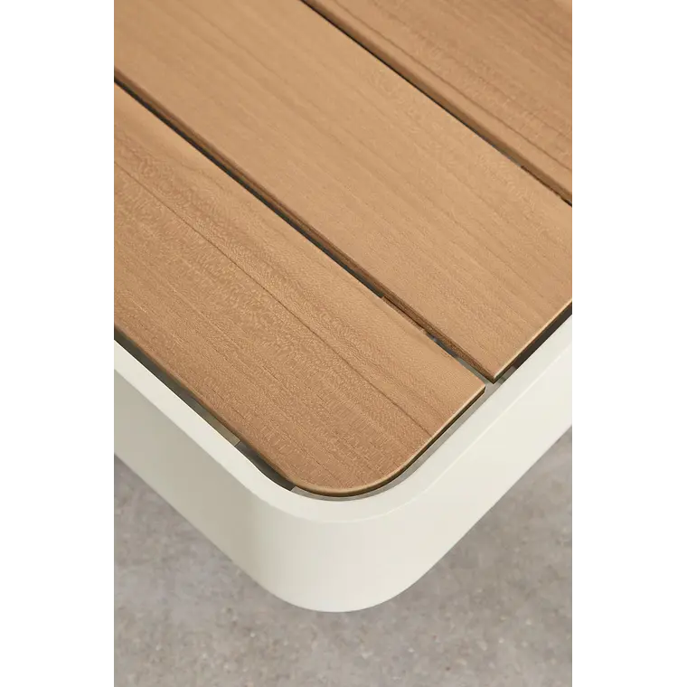 Mesa de centro para jardín cuadrada 90x90 cm en aluminio y madera de teca Gavena 7