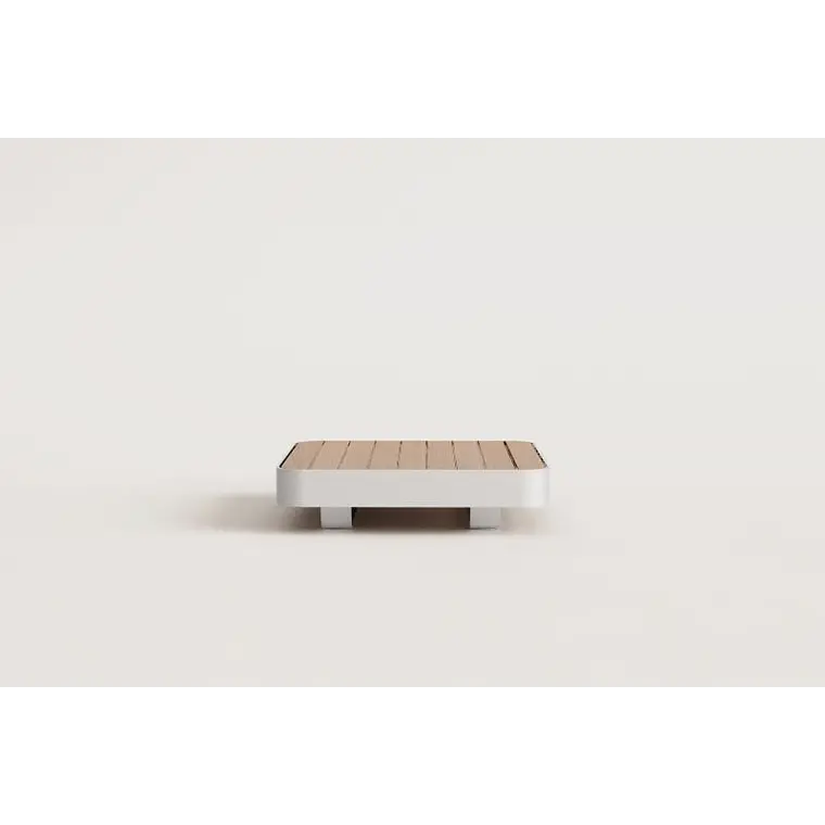 Mesa de centro para jardín cuadrada 90x90 cm en aluminio y madera de teca Gavena 9