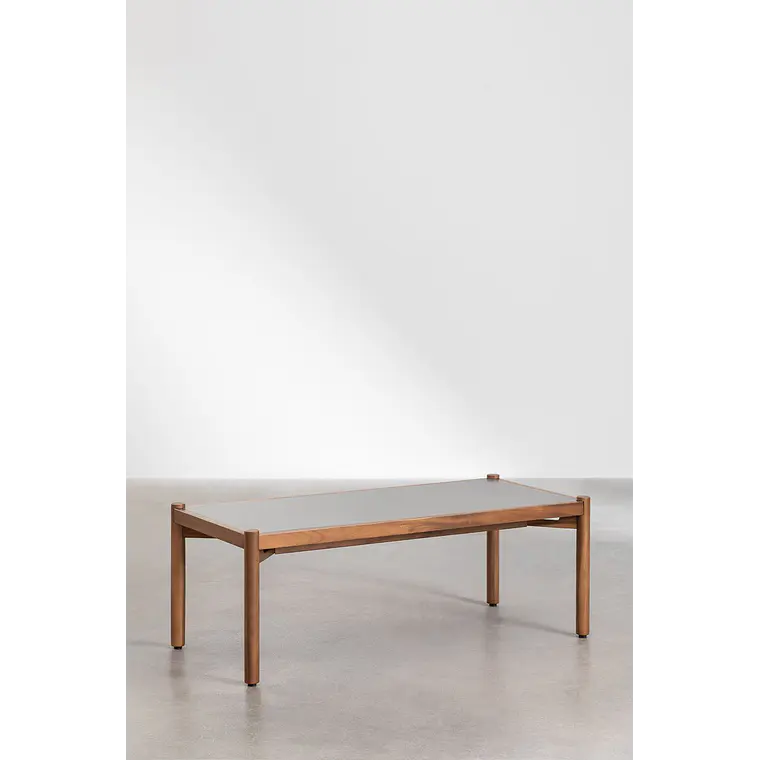 Mesa de centro para jardín en cemento y madera de acacia Damia 2