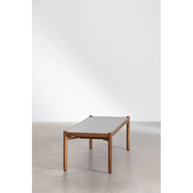 Mesa de centro para jardín en cemento y madera de acacia Damia 3