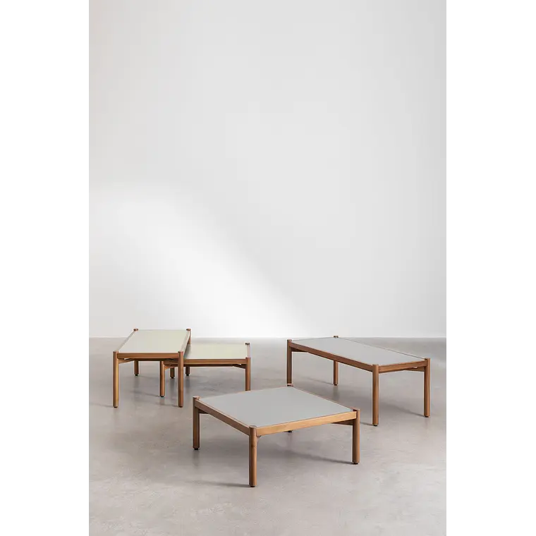 Mesa de centro para jardín en cemento y madera de acacia Damia 6