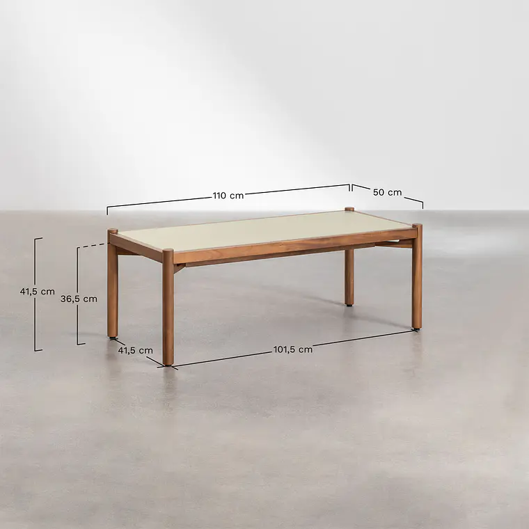 Mesa de centro para jardín en cemento y madera de acacia Damia 7