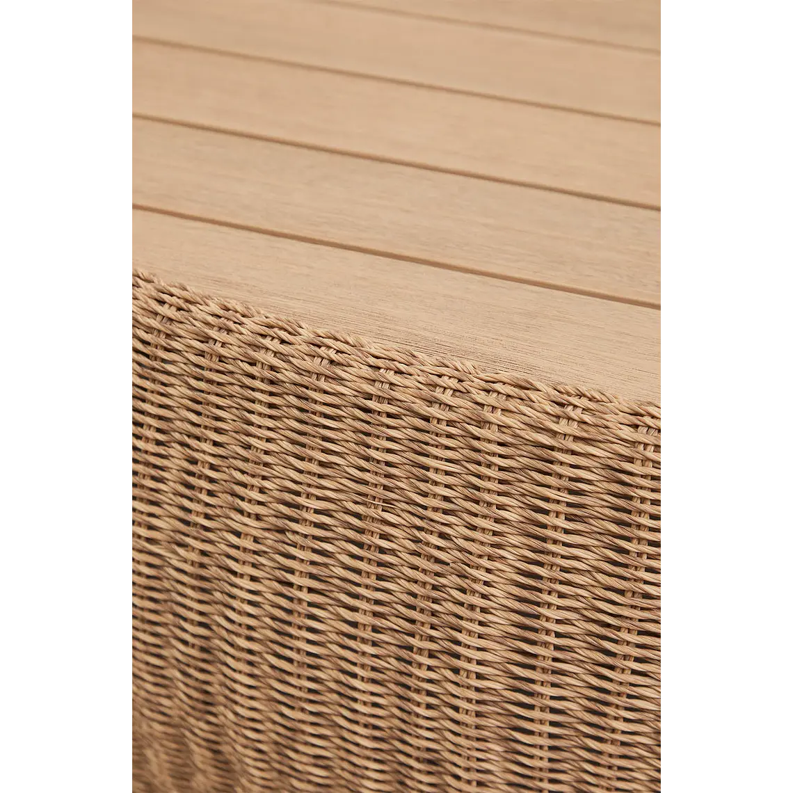 Mesa de centro para jardín ovalada 105x60 cm en madera de acacia y ratán sintético Gareva 7