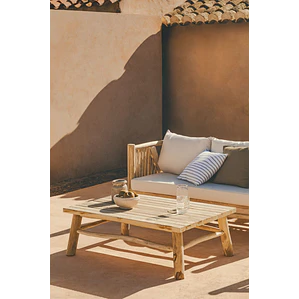 Mesa de centro para jardín rectangular 120x80 cm en madera de teca Erenia