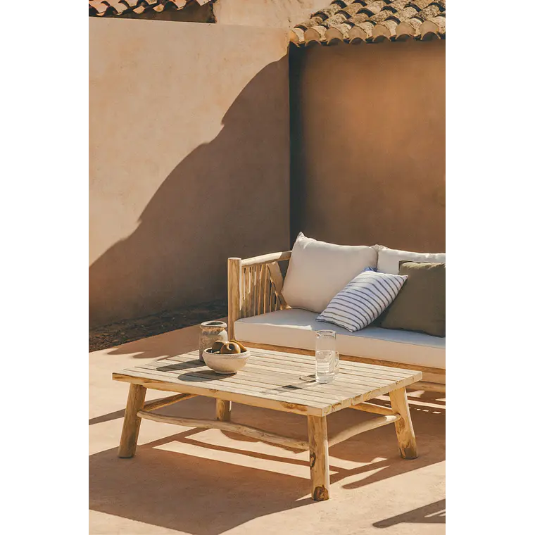 Mesa de centro para jardín rectangular 120x80 cm en madera de teca Erenia 1