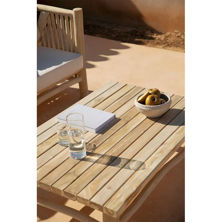 Mesa de centro para jardín rectangular 120x80 cm en madera de teca Erenia 2