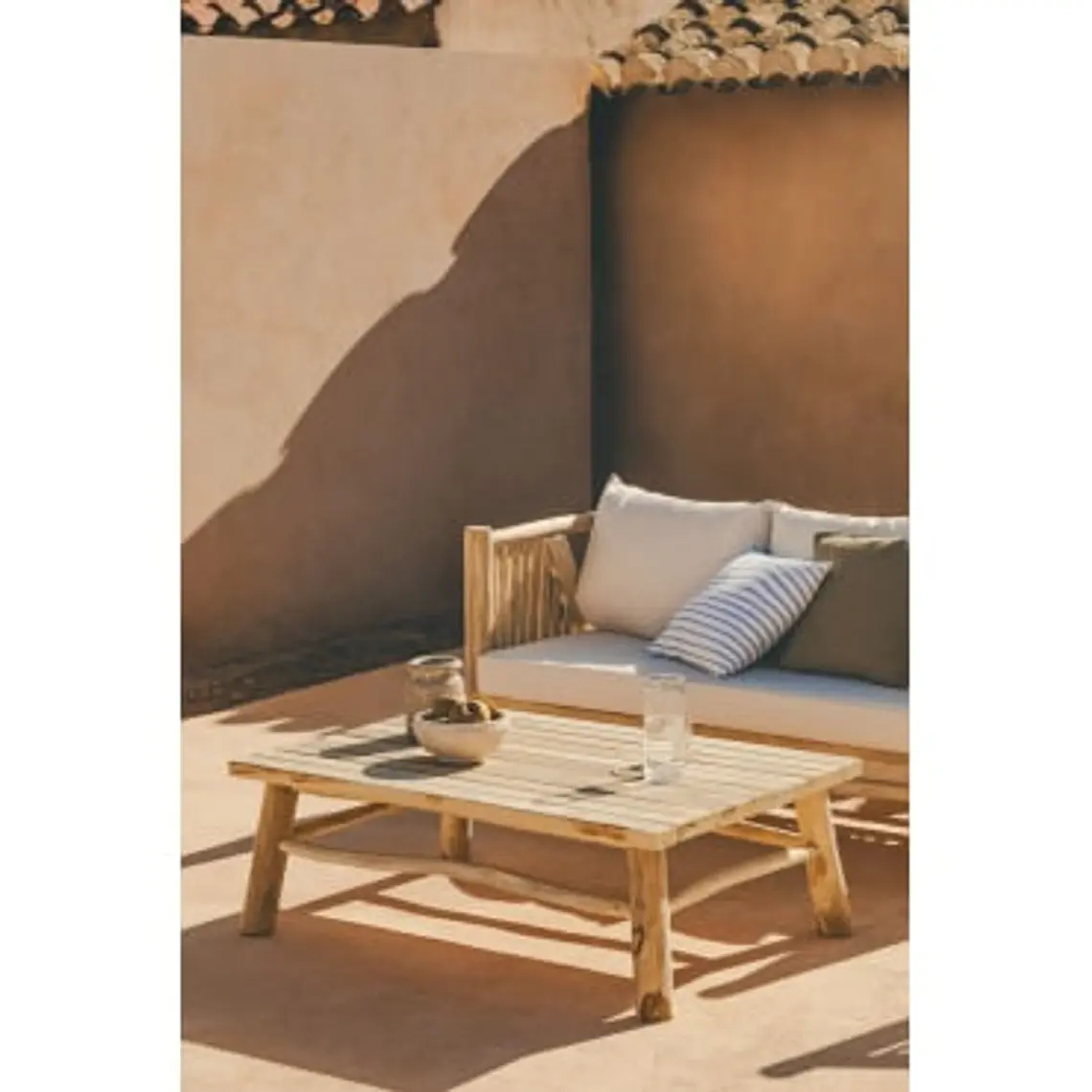 Mesa de centro para jardín rectangular 120x80 cm en madera de teca Erenia 9