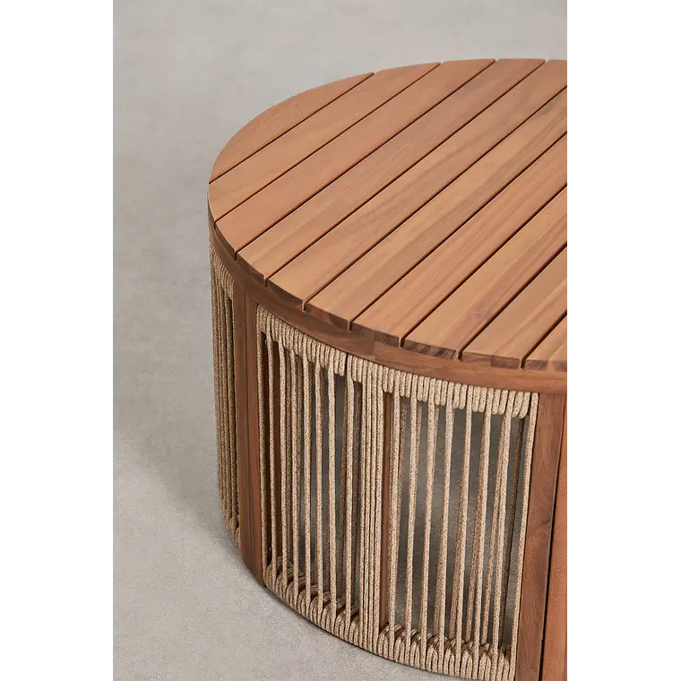 Mesa de centro para jardín redonda Ø70 cm en madera de acacia y cuerda trenzada Branova 5