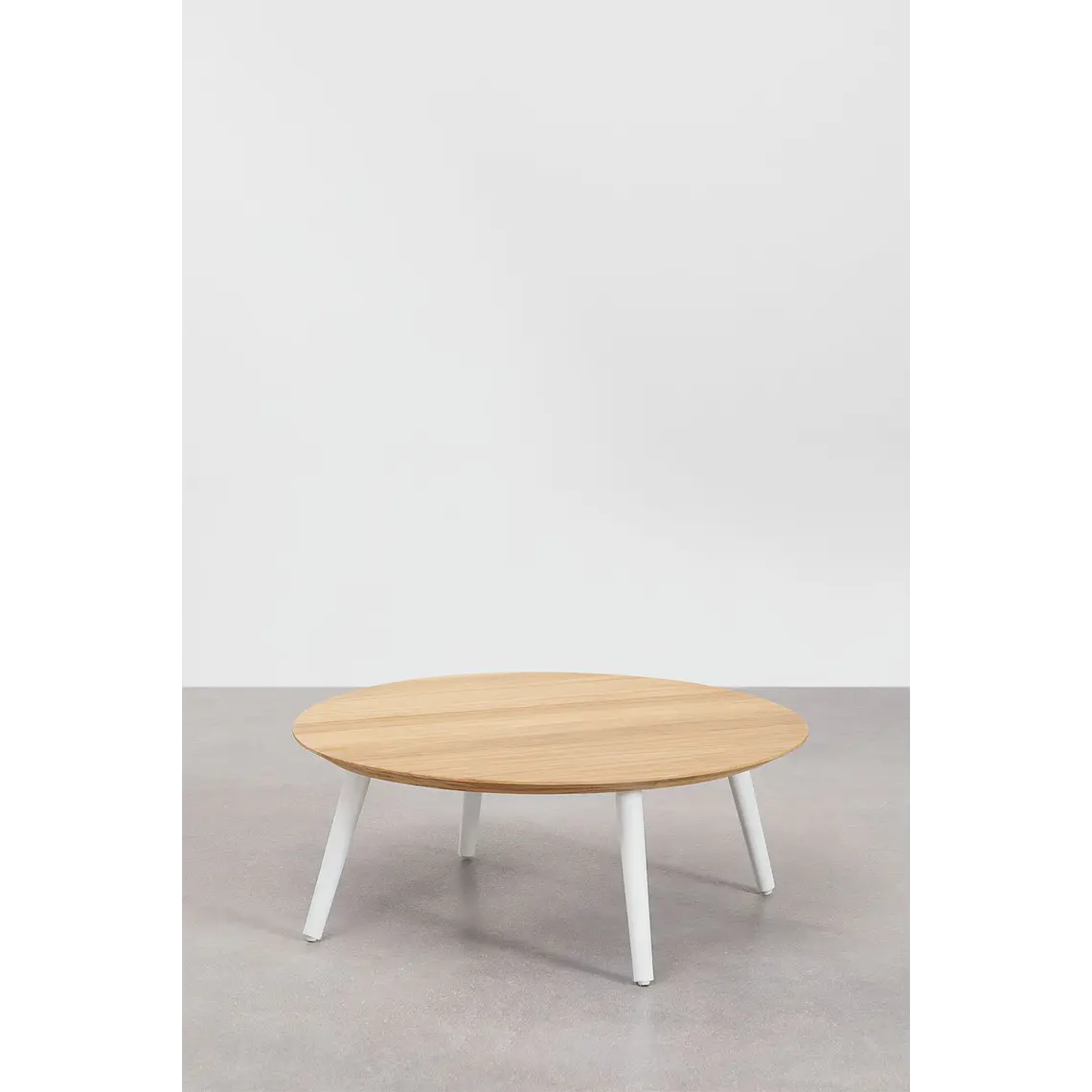 Mesa de centro para jardín redonda Ø80 cm en madera de teca y aluminio Neria 3